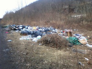 Tons of trash illegally dumped at the foot of the Avondale Mine Disaster Site in Plymouth Township along the Susquehanna Warrior Trail