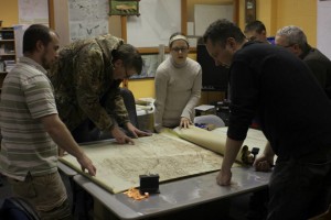 EPCAMR Staff and colleagues review underground abandoned mine maps from the Wyoming Valley.